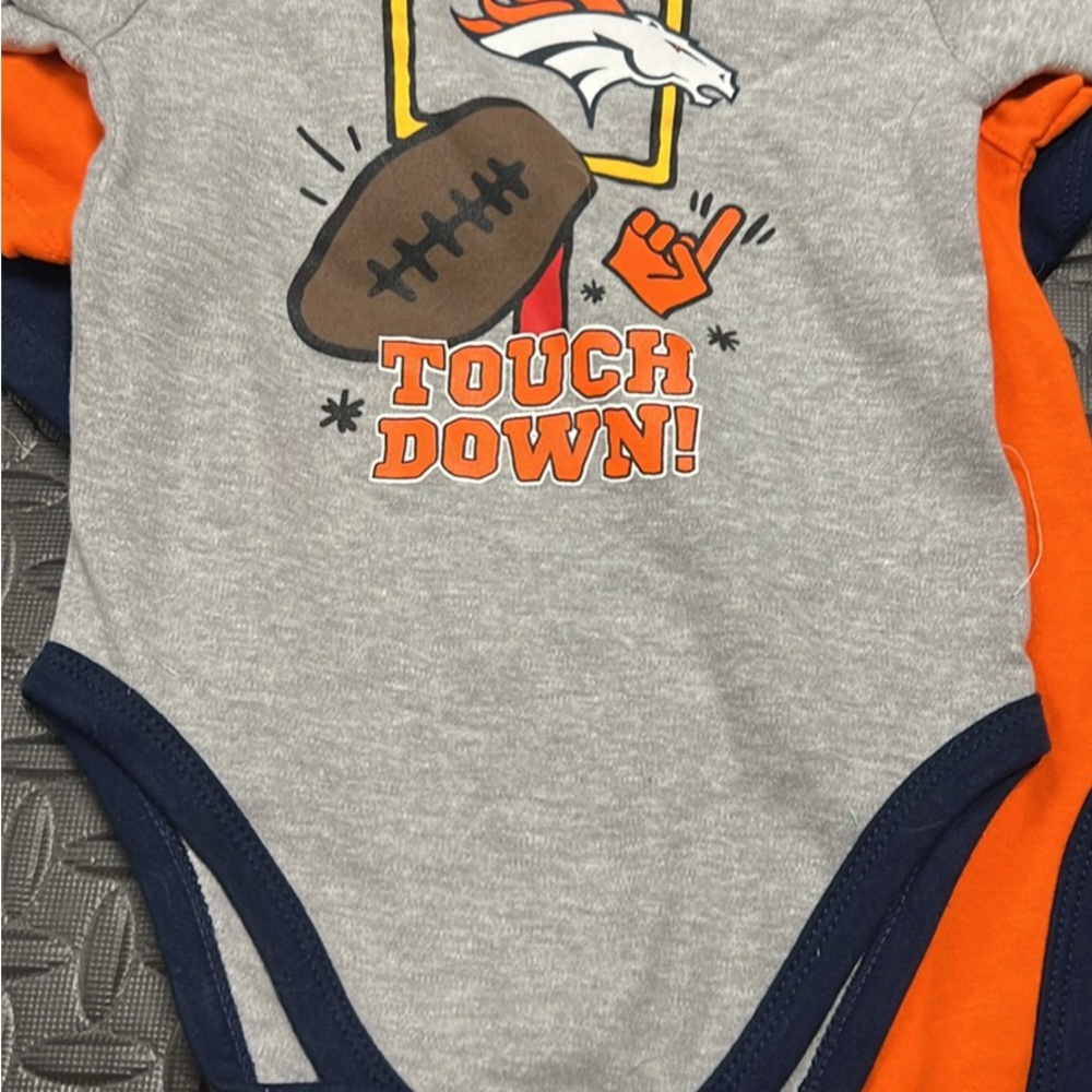 NFL Gray, Orange & Navy 'Touch Down' Baby Bodysuit